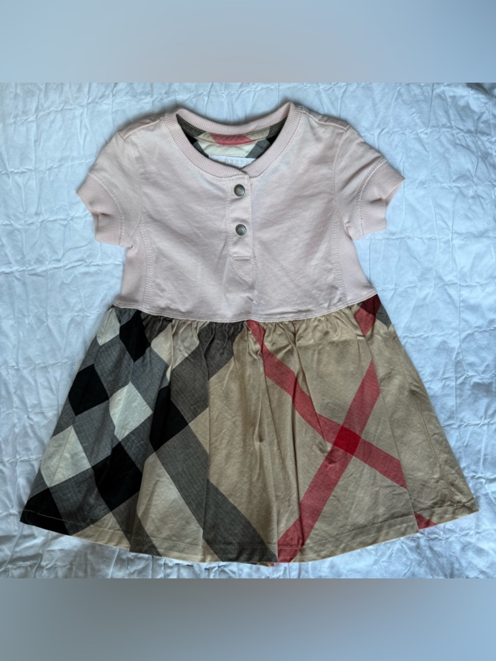 Burberry Light Pink and Plaid Baby Dress.
